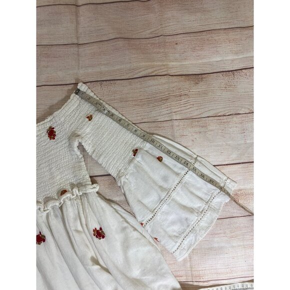 Free People Women's White Counting Daisies Embroidered Mini Dress - Medium - Picture 10 of 16